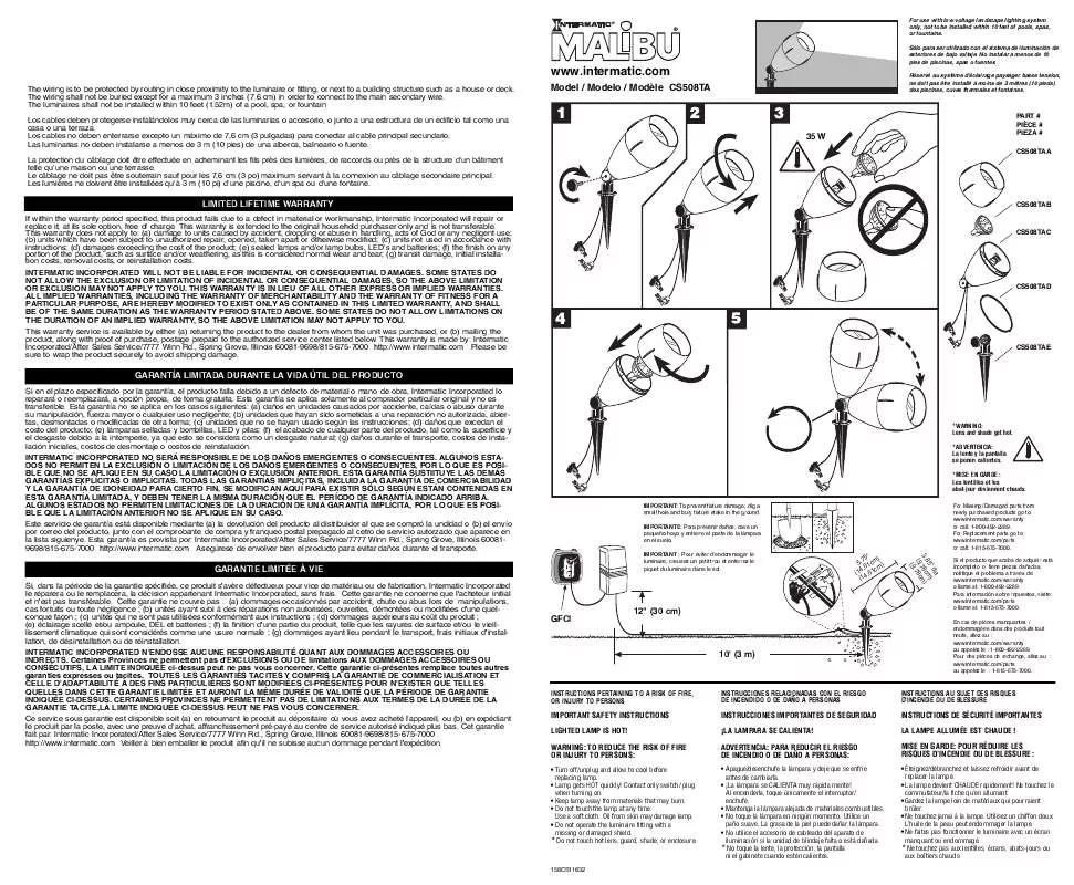 Mode d'emploi INTERMATIC 158CS11832REF