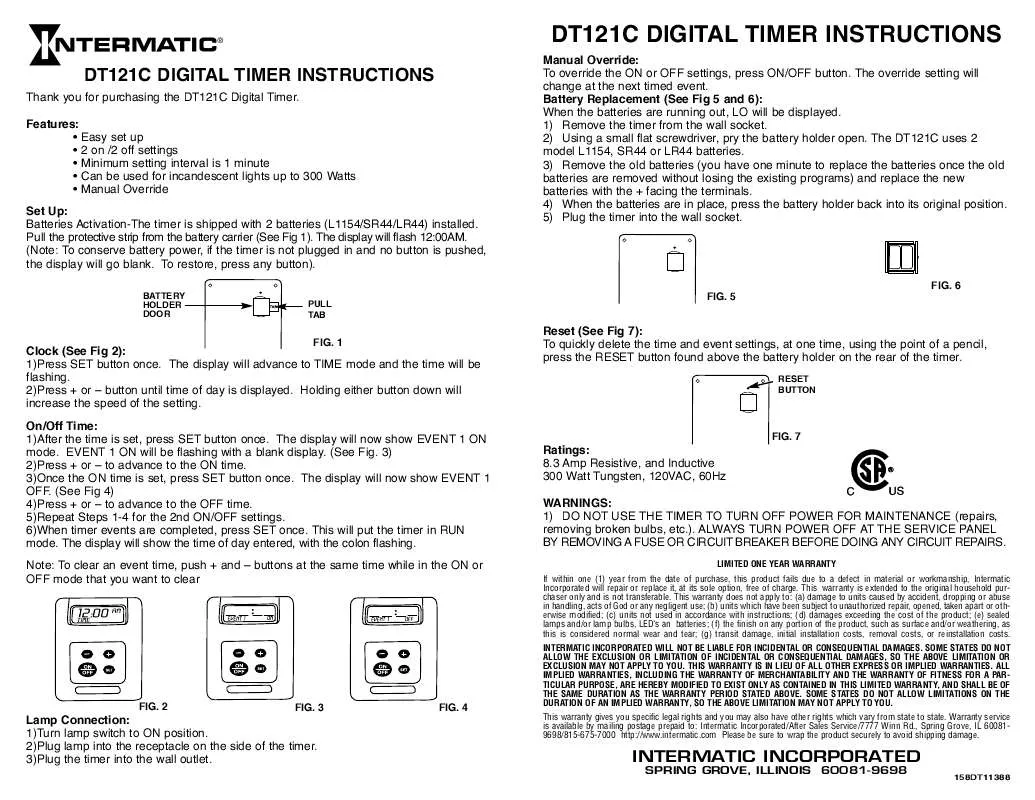 Mode d'emploi INTERMATIC 158DT11388