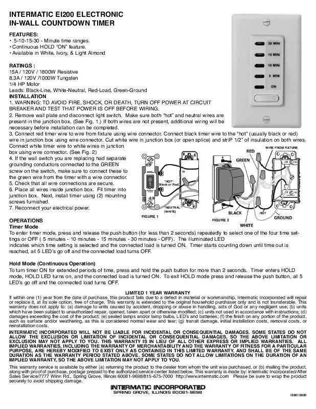 Mode d'emploi INTERMATIC 158EI12085