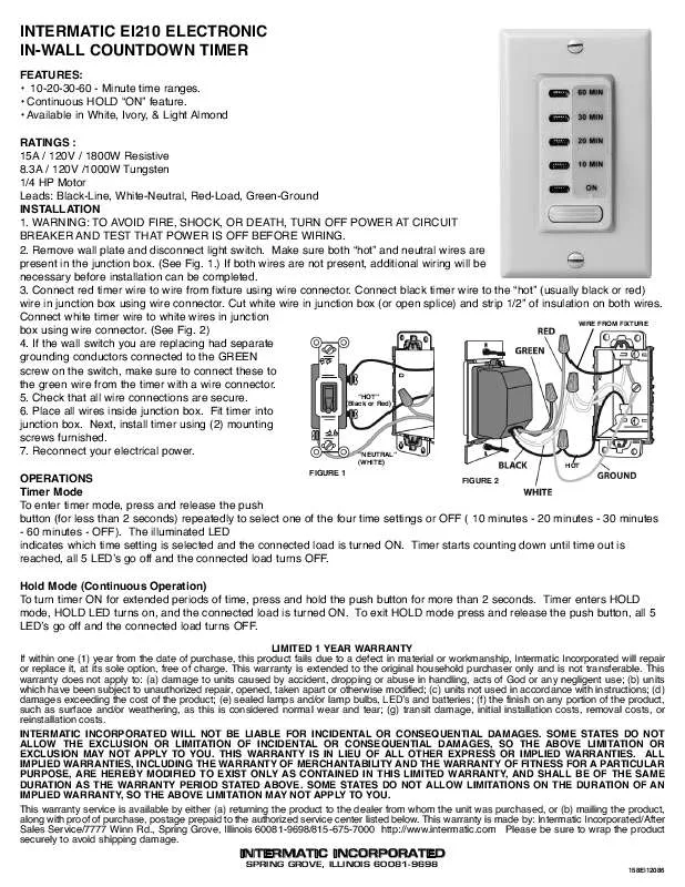 Mode d'emploi INTERMATIC 158EI12086