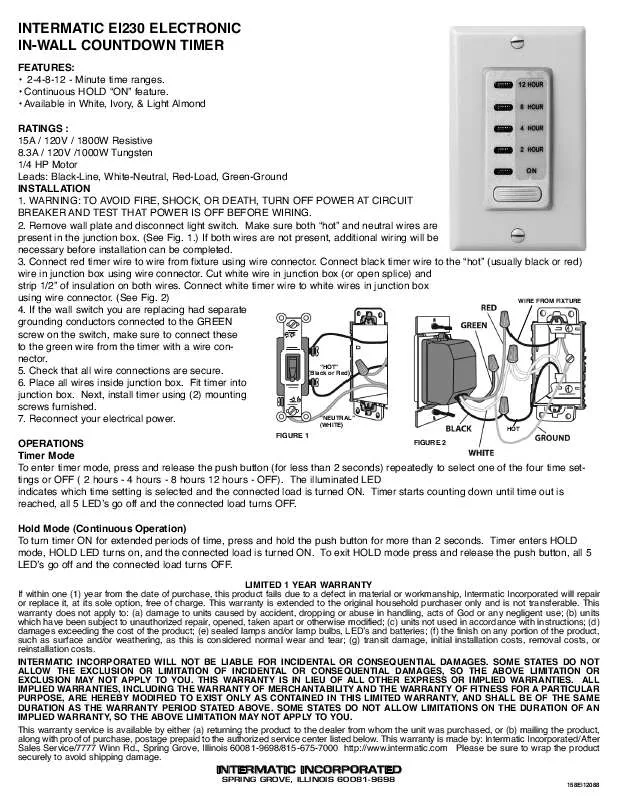 Mode d'emploi INTERMATIC 158EI12088