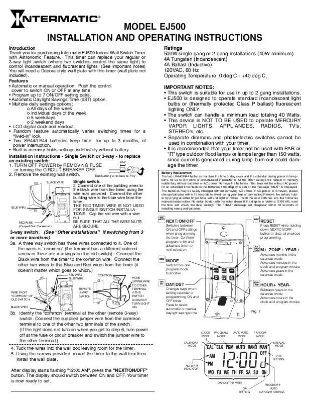 Mode d'emploi INTERMATIC 158EJ11853