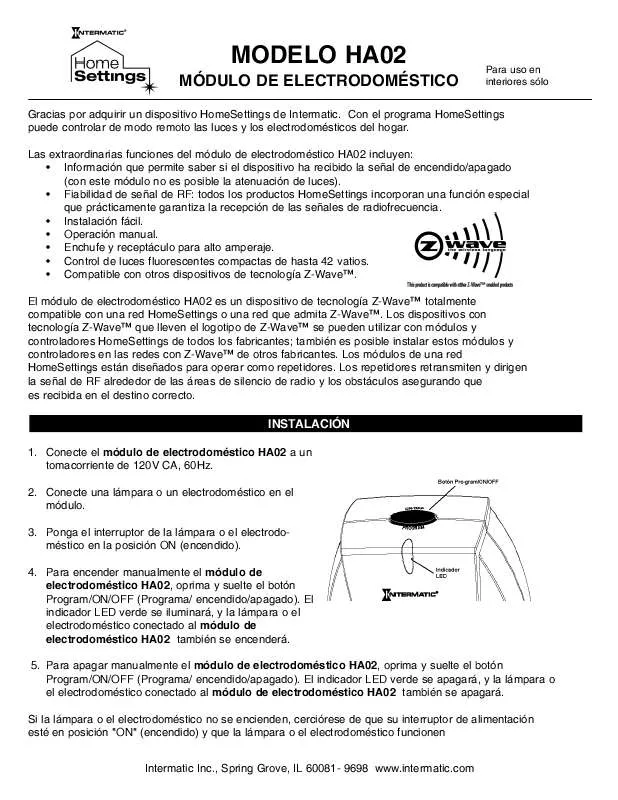 Mode d'emploi INTERMATIC 158HA12009-ART