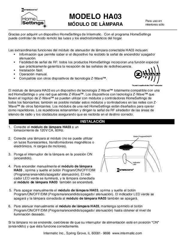 Mode d'emploi INTERMATIC 158HA12010-ART