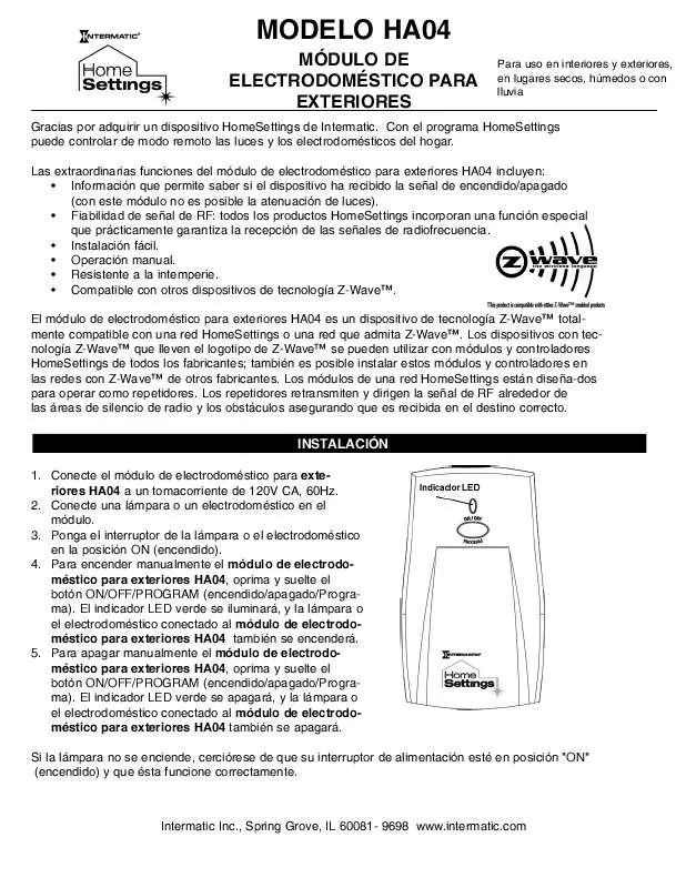 Mode d'emploi INTERMATIC 158HA12011-ART