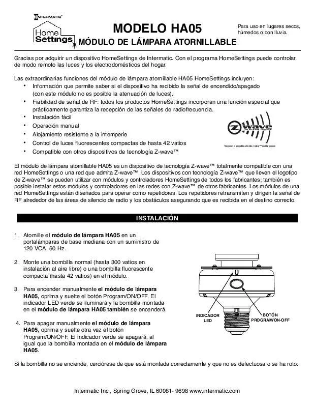 Mode d'emploi INTERMATIC 158HA12012REF