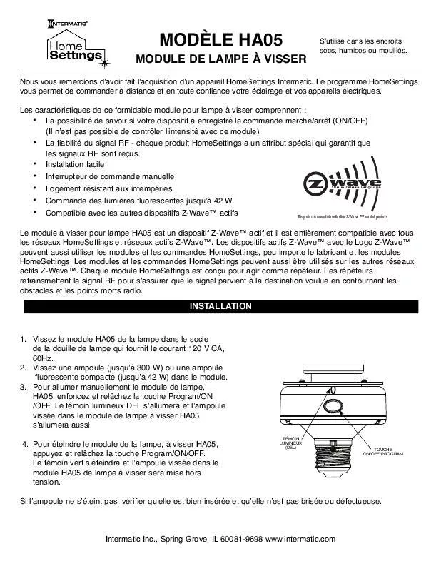 Mode d'emploi INTERMATIC 158HA12020REF