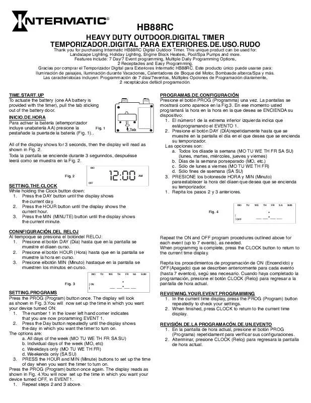 Mode d'emploi INTERMATIC 158HB11821