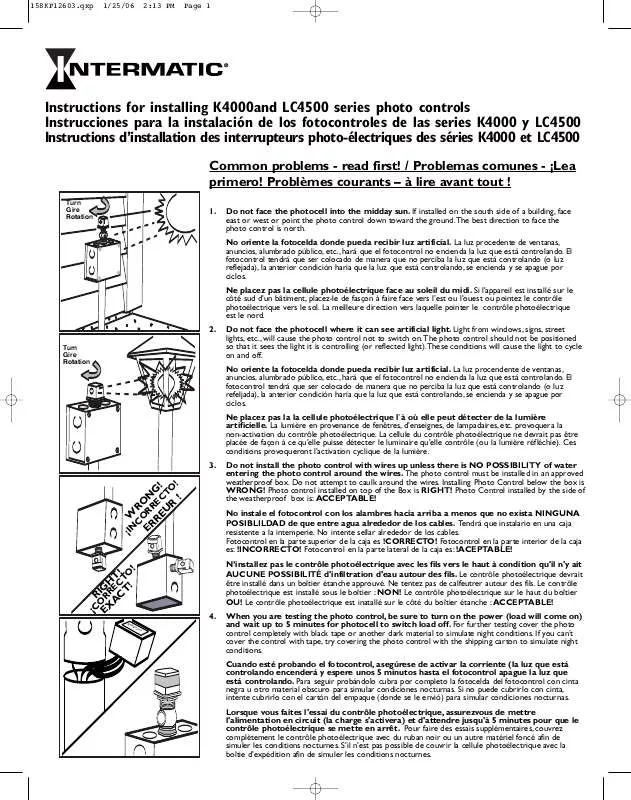 Mode d'emploi INTERMATIC 158KP12603