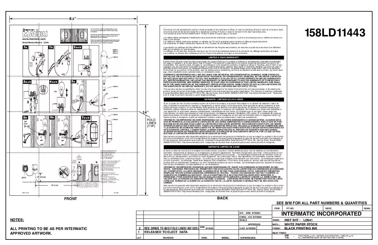 Mode d'emploi INTERMATIC 158LD11443-2