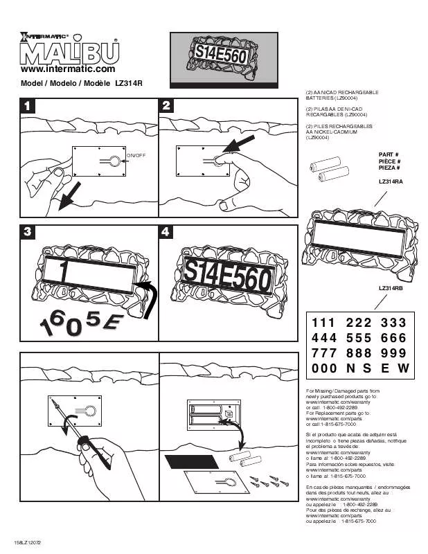 Mode d'emploi INTERMATIC 158LZ12072REF