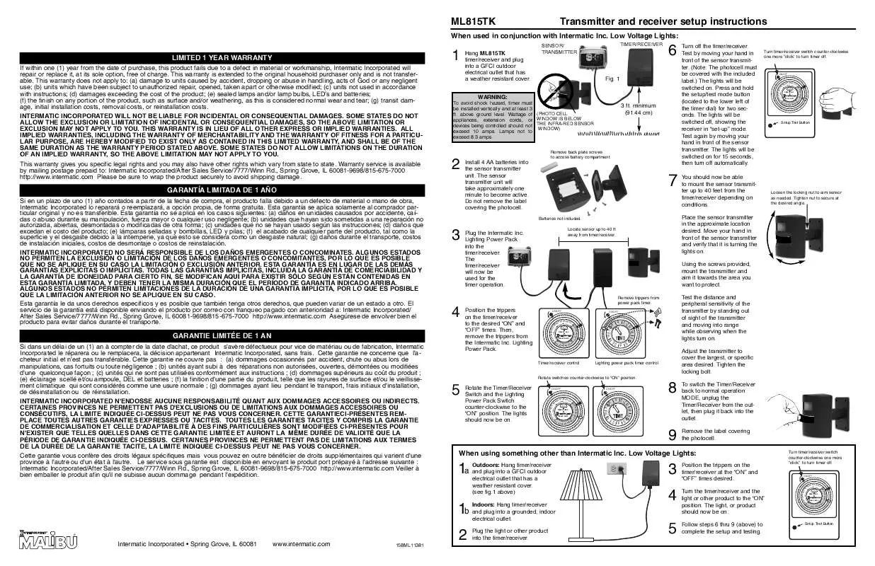 Mode d'emploi INTERMATIC 158ML11381