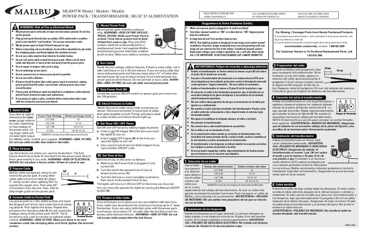 Mode d'emploi INTERMATIC 158ML12900