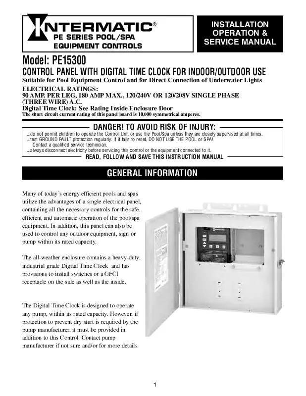 Mode d'emploi INTERMATIC 158PE11220