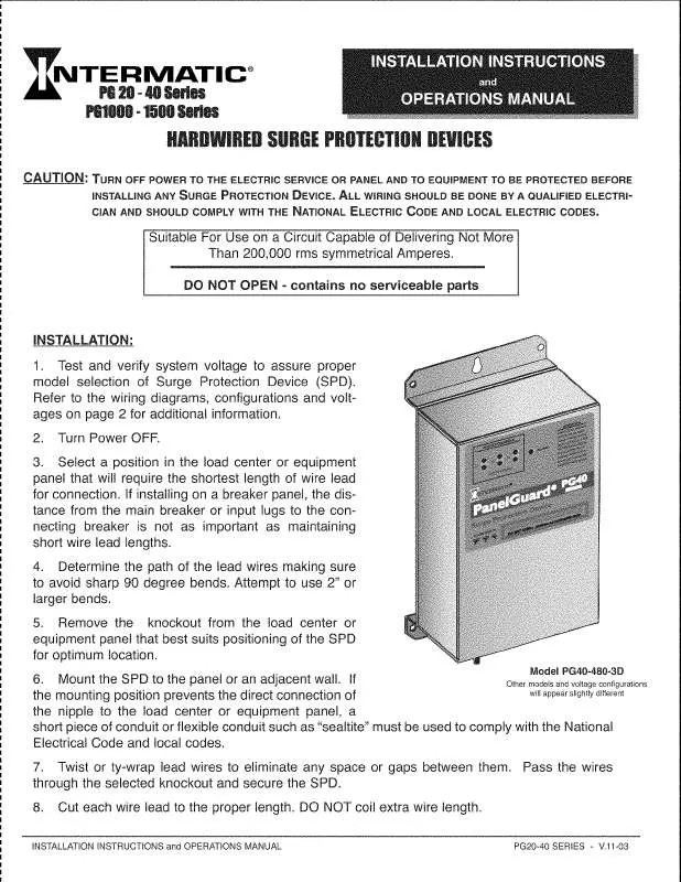 Mode d'emploi INTERMATIC 158PG11842-1