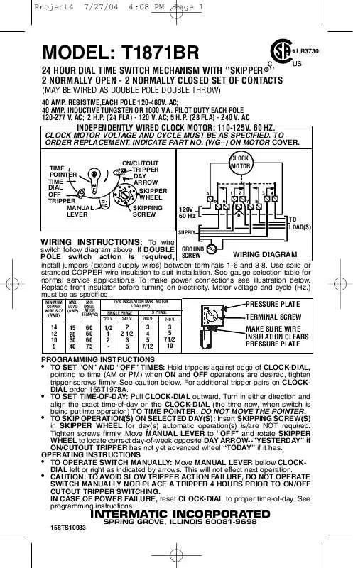 Mode d'emploi INTERMATIC 158TS10933