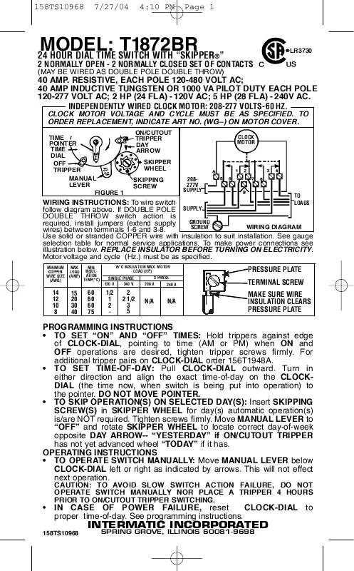 Mode d'emploi INTERMATIC 158TS10968