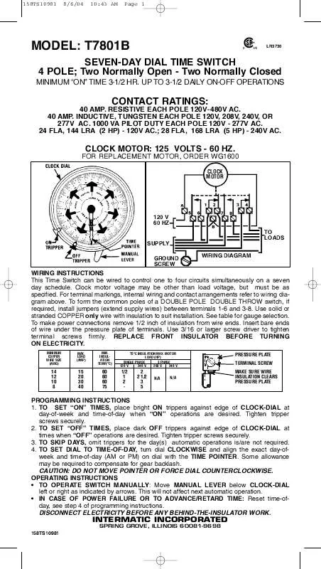 Mode d'emploi INTERMATIC 158TS10981