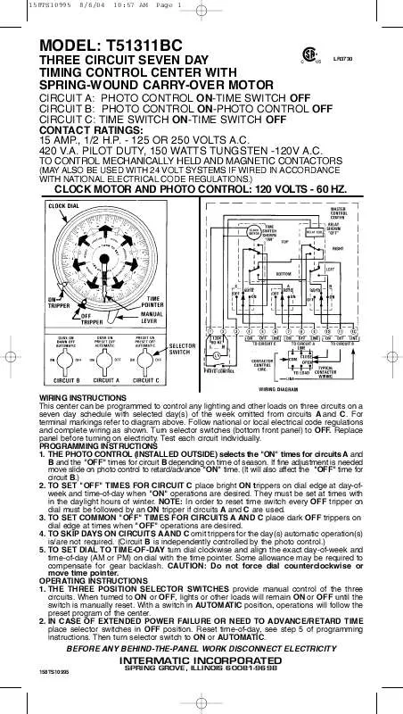 Mode d'emploi INTERMATIC 158TS10995