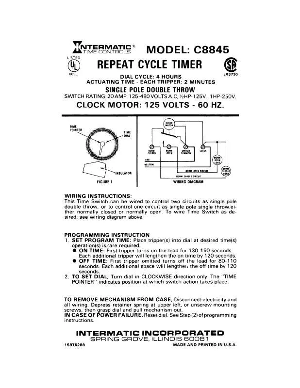 Mode d'emploi INTERMATIC C8845