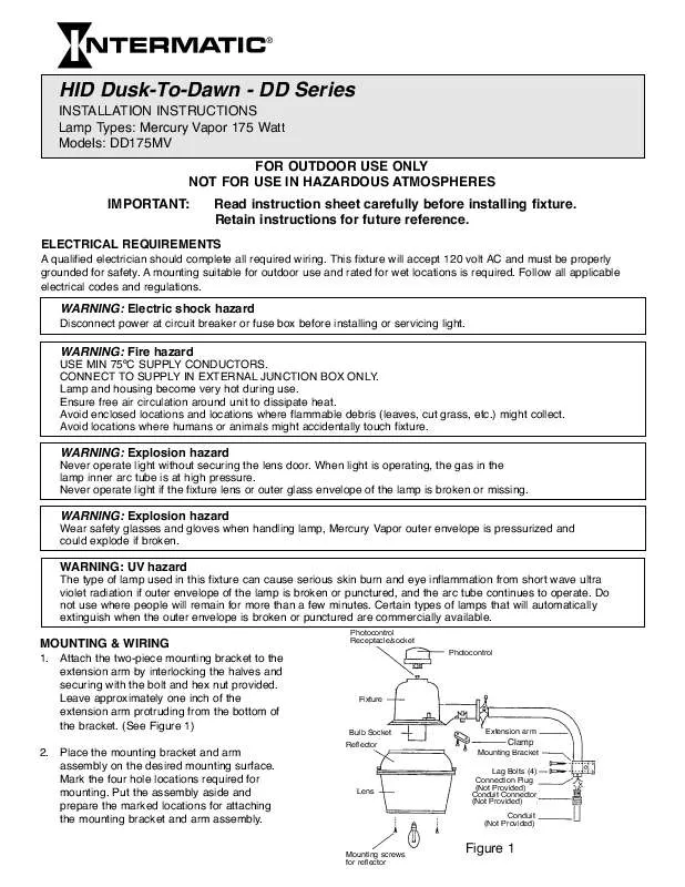 Mode d'emploi INTERMATIC DD175MV