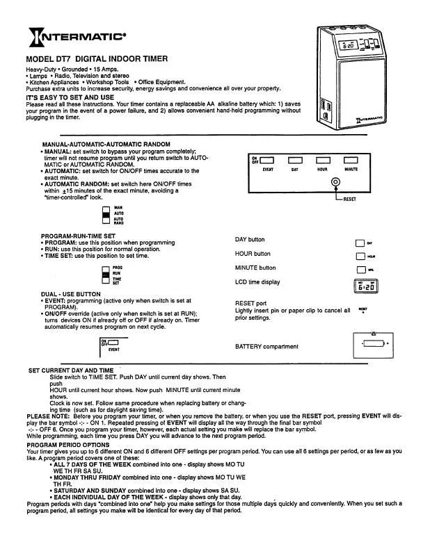 Mode d'emploi INTERMATIC DT7