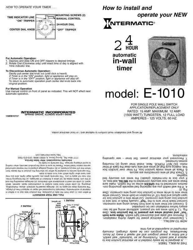 Mode d'emploi INTERMATIC E1010