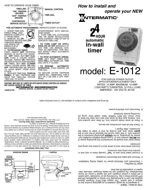 Mode d'emploi INTERMATIC E1012