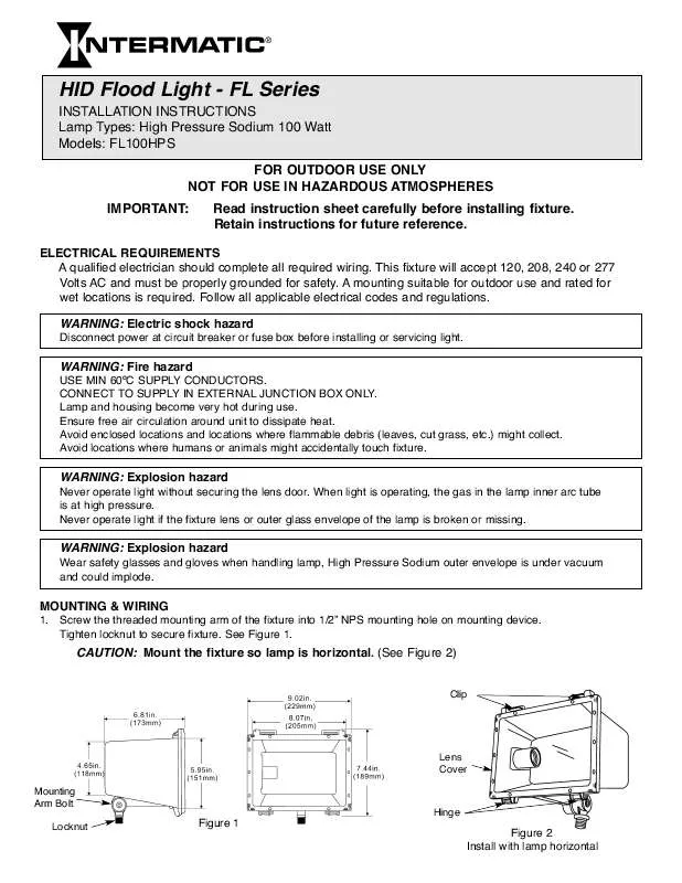 Mode d'emploi INTERMATIC FL100HPS