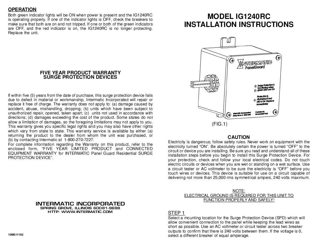 Mode d'emploi INTERMATIC IG1240RC