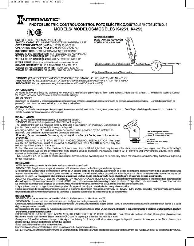 Mode d'emploi INTERMATIC K4251