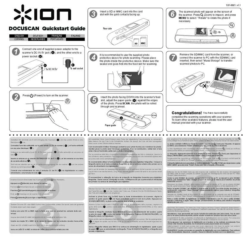 Mode d'emploi ION AUDIO ION DOCUSCAN