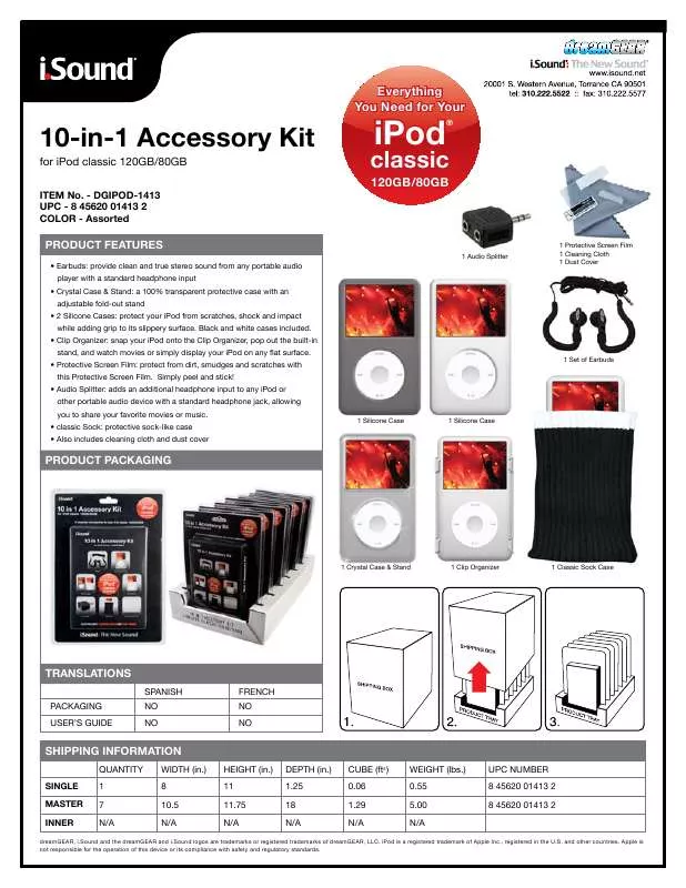 Mode d'emploi ISOUND 10-IN-1 ACCESSORY KIT