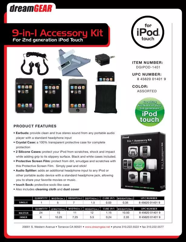 Mode d'emploi ISOUND 9-IN-1 ACCESSORY KIT