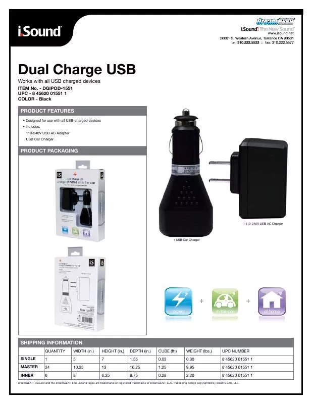 Mode d'emploi ISOUND DUAL CHARGE USB