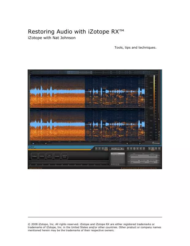 Mode d'emploi IZOTOPE IZOTOPE RX