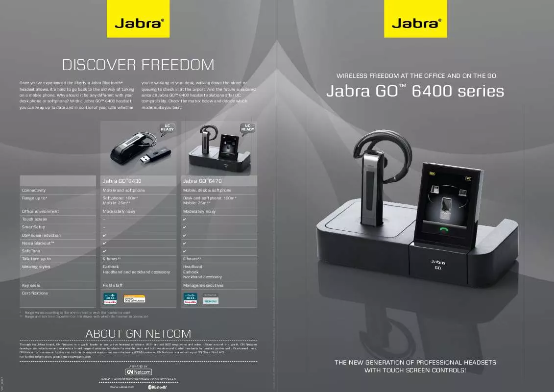 Mode d'emploi JABRA GO 6400