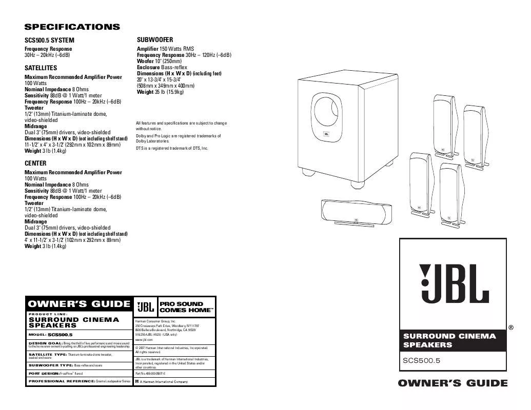 Mode d'emploi JBL SCS500.5