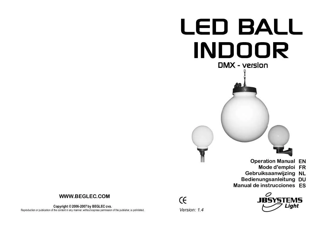 Mode d'emploi JBSYSTEMS LED BALL INDOOR