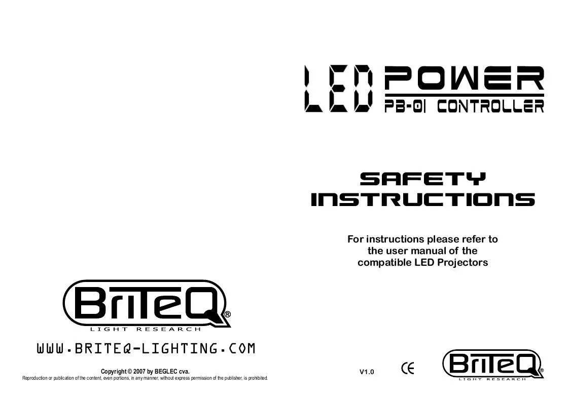 Mode d'emploi JBSYSTEMS LED POWER PB-01 CONTROLLER