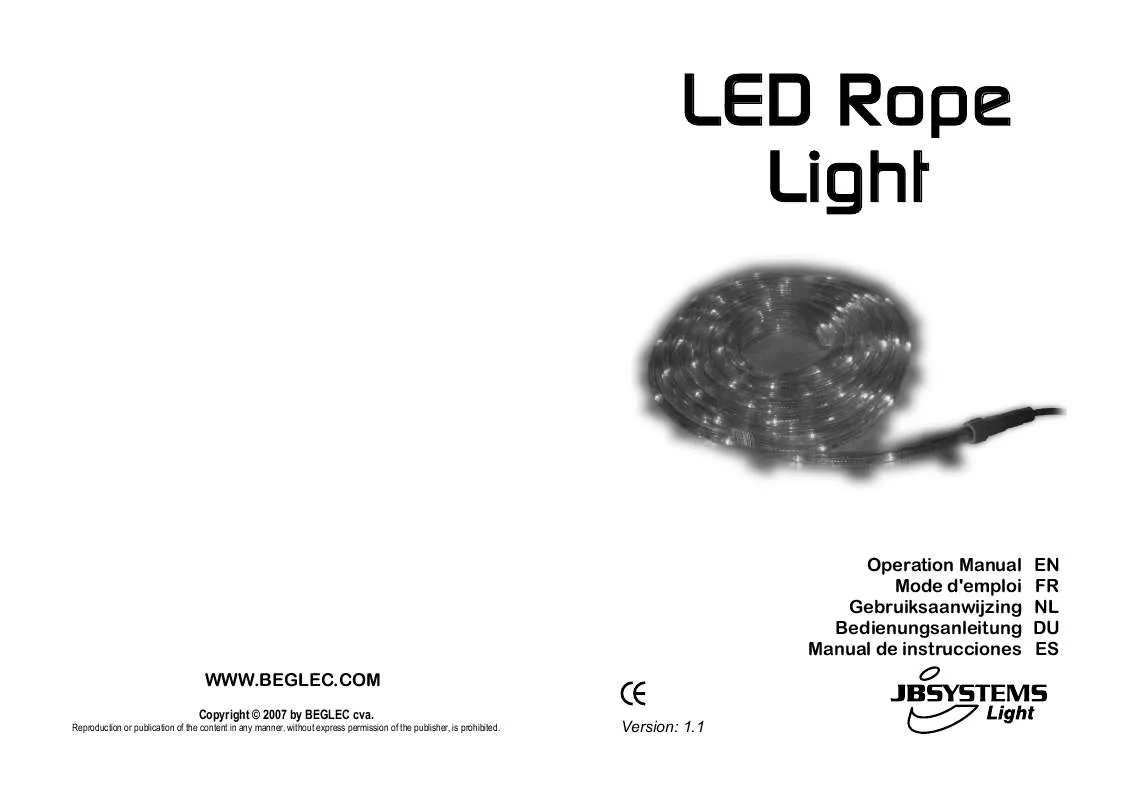 Mode d'emploi JBSYSTEMS LED ROPE LIGHT