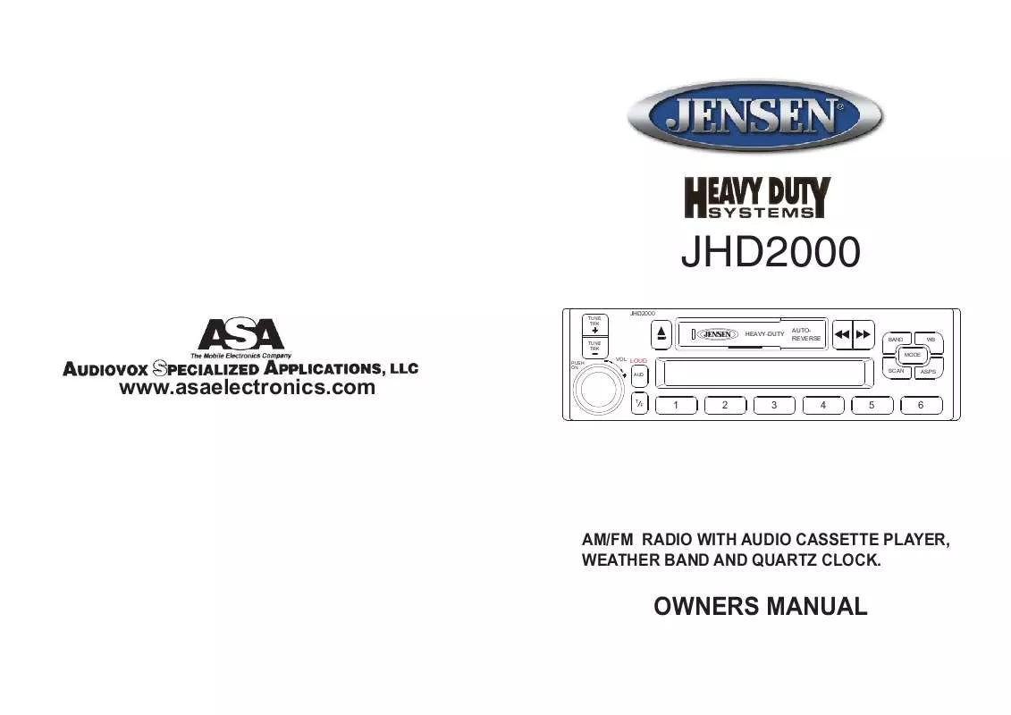 Mode d'emploi JENSEN VOYAGER JHD2000