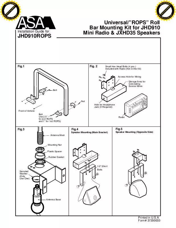 Mode d'emploi JENSEN VOYAGER JHD910ROPS