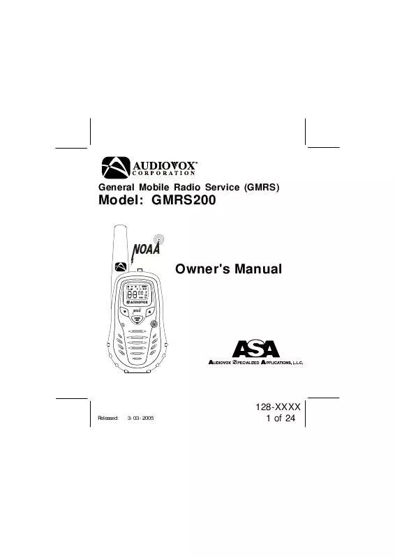 Mode d'emploi JENSEN VOYAGER GMRS200