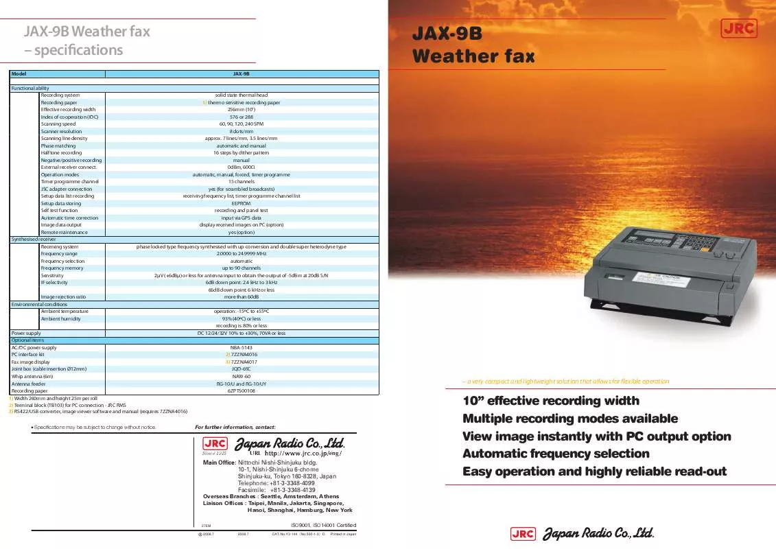 Mode d'emploi JRC JAX-9B