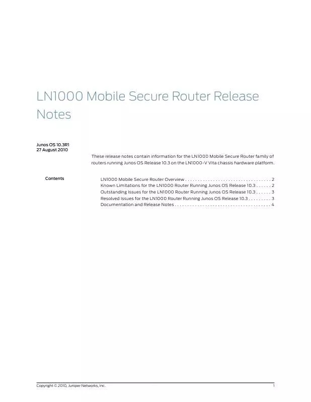 Mode d'emploi JUNIPER NETWORKS LN1000