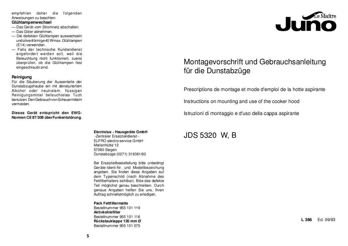 Mode d'emploi JUNO JDS5320B