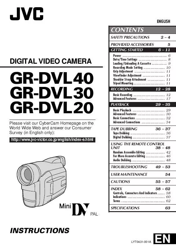 Mode d'emploi JVC GR-DVL30