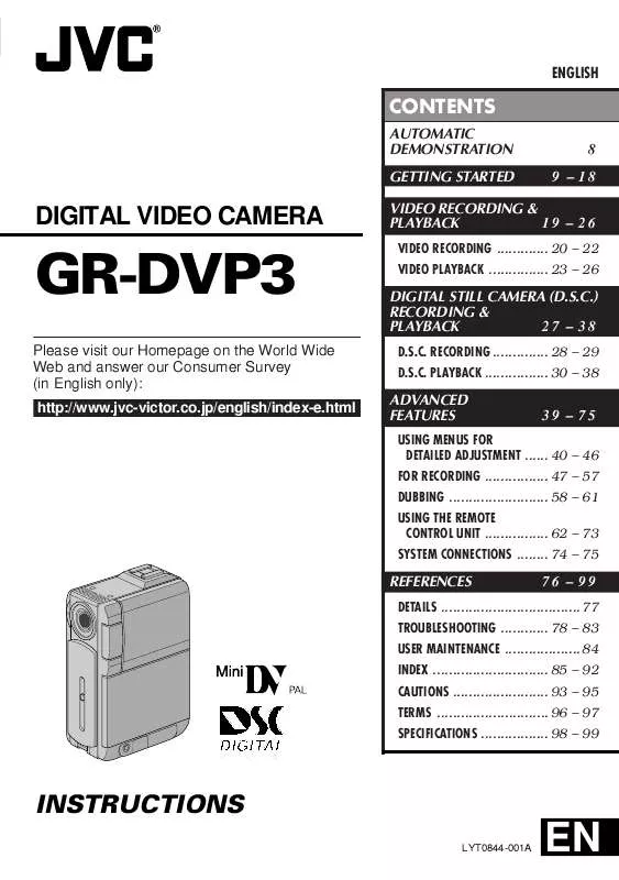 Mode d'emploi JVC GR-DVP3