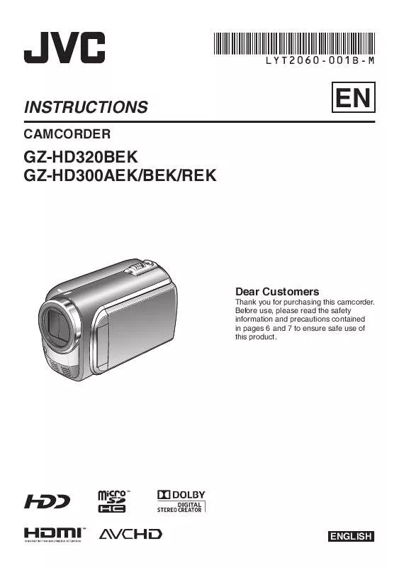 Mode d'emploi JVC GZ-HD320